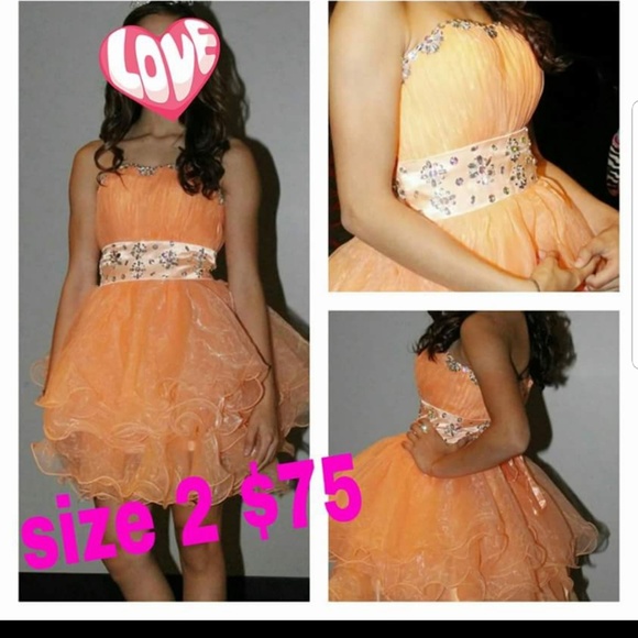 Size 2 orange pageant dress - Picture 1 of 1
